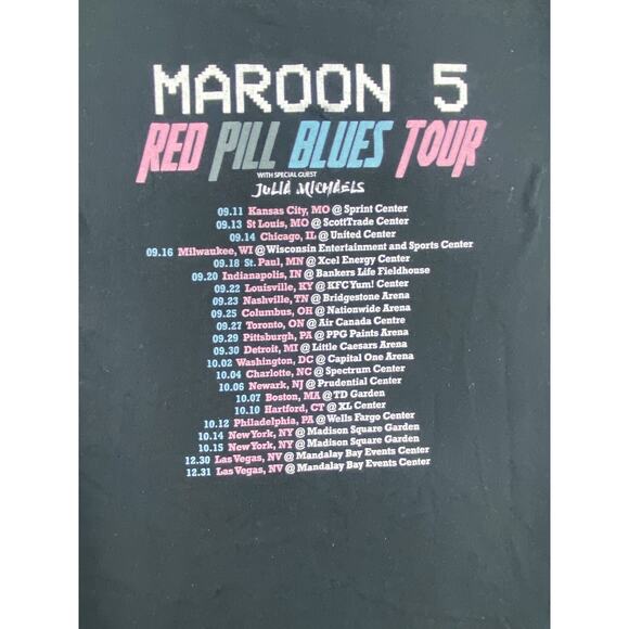 Maroon 5 Red Pill Blues Summer Tour Dates 2018 Long Sleeve Size Small - Picture 8 of 8
